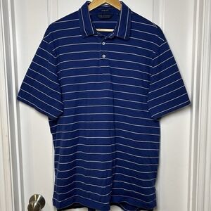 Ralph Lauren Polo Golf Vintage Lisle Blue and White Striped‎ Polo Shirt